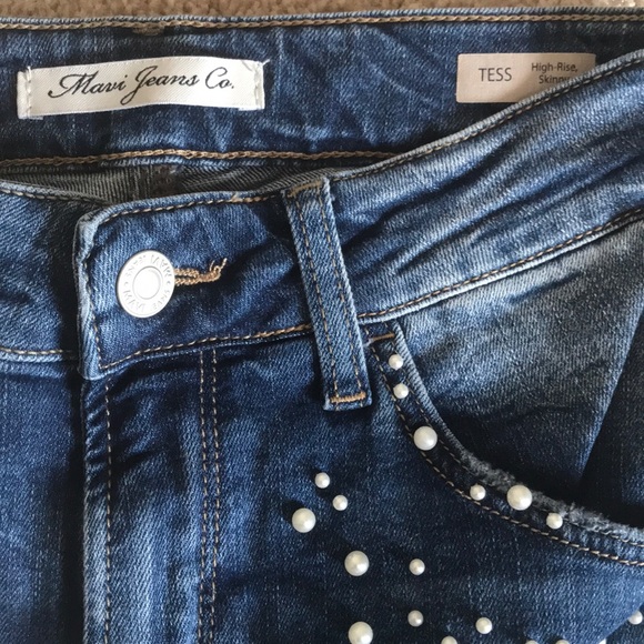 Mavi Tess High Rise Skinny Jean with Pearls - Picture 4 of 6
